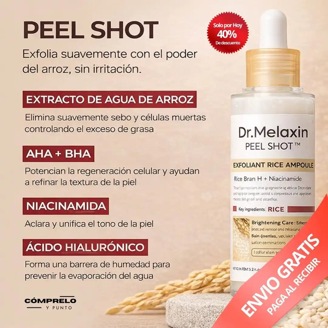 Dr. Melaxin® Peel Shot | Dúo Exfoliante Facial en Arroz Blanco y Negro para Poros Visibles