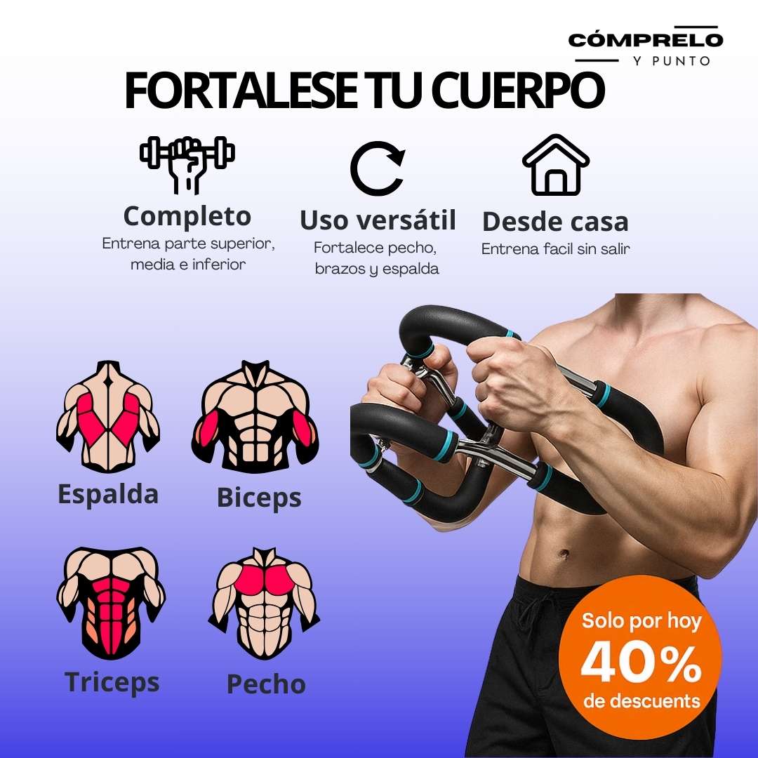 IronFlex Pro – Barra de fuerza total para pecho y brazos.