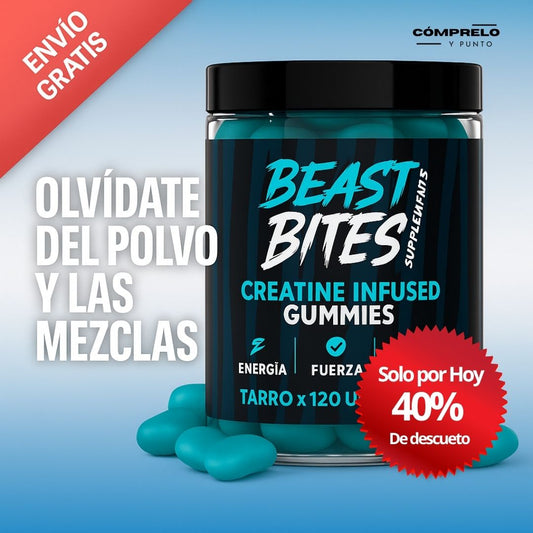 Best Bites™ Gomas de Creatina x 120 uni Olvídate del polvo, la cuchara y el shaker. Solo mastica y entrena.