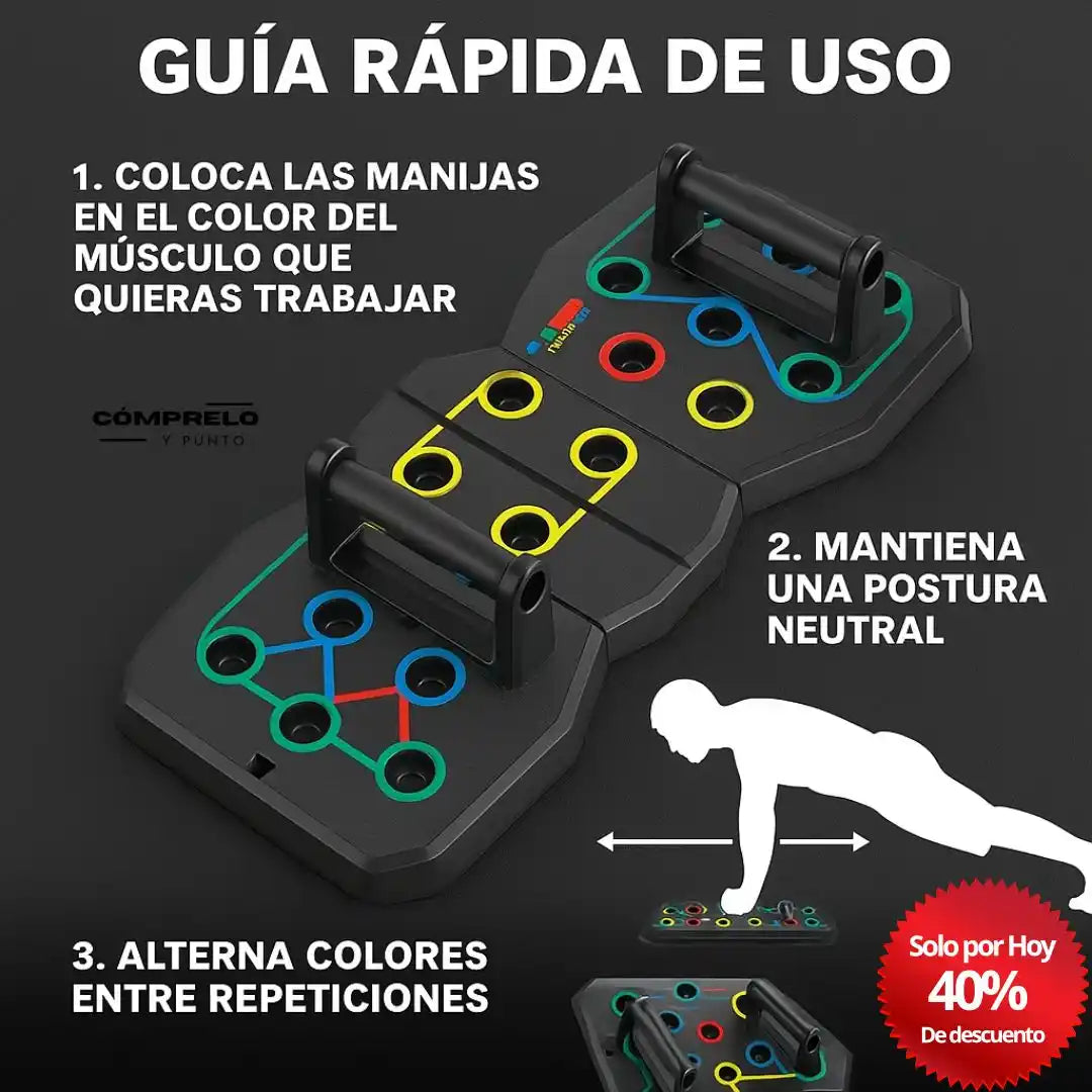 PowerPush® – Tabla de Flexiones Multifuncional | Fortalece todo tu tren superior sin dolor de muñeca