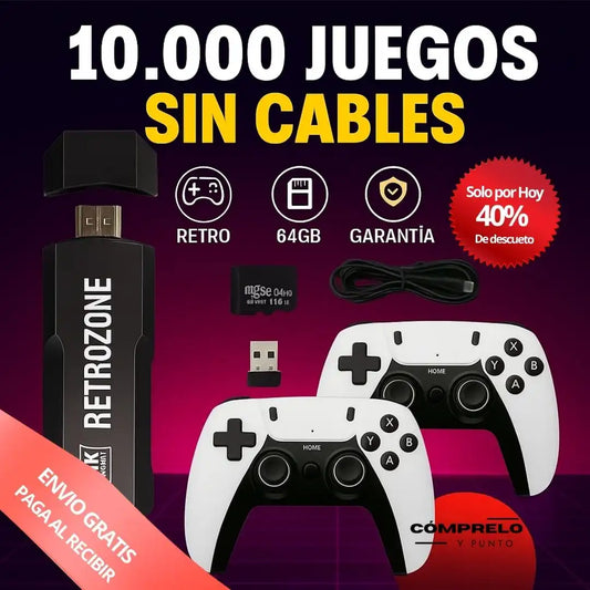 RetroFun™ | Consola Retro Inalámbrica – Revive los juegos de tu infancia sin cables