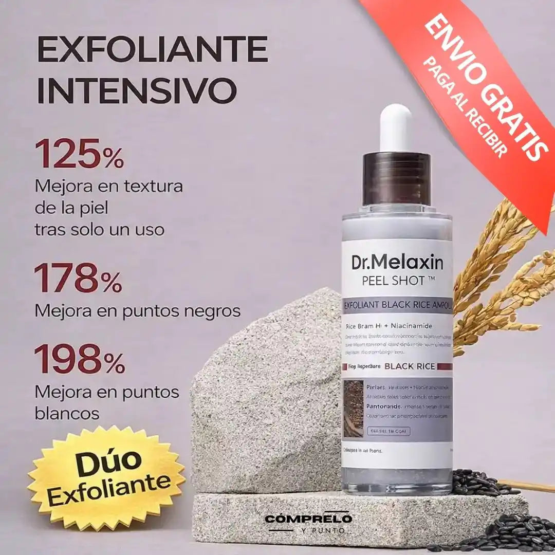 Dr. Melaxin® Peel Shot | Dúo Exfoliante Facial en Arroz Blanco y Negro para Poros Visibles